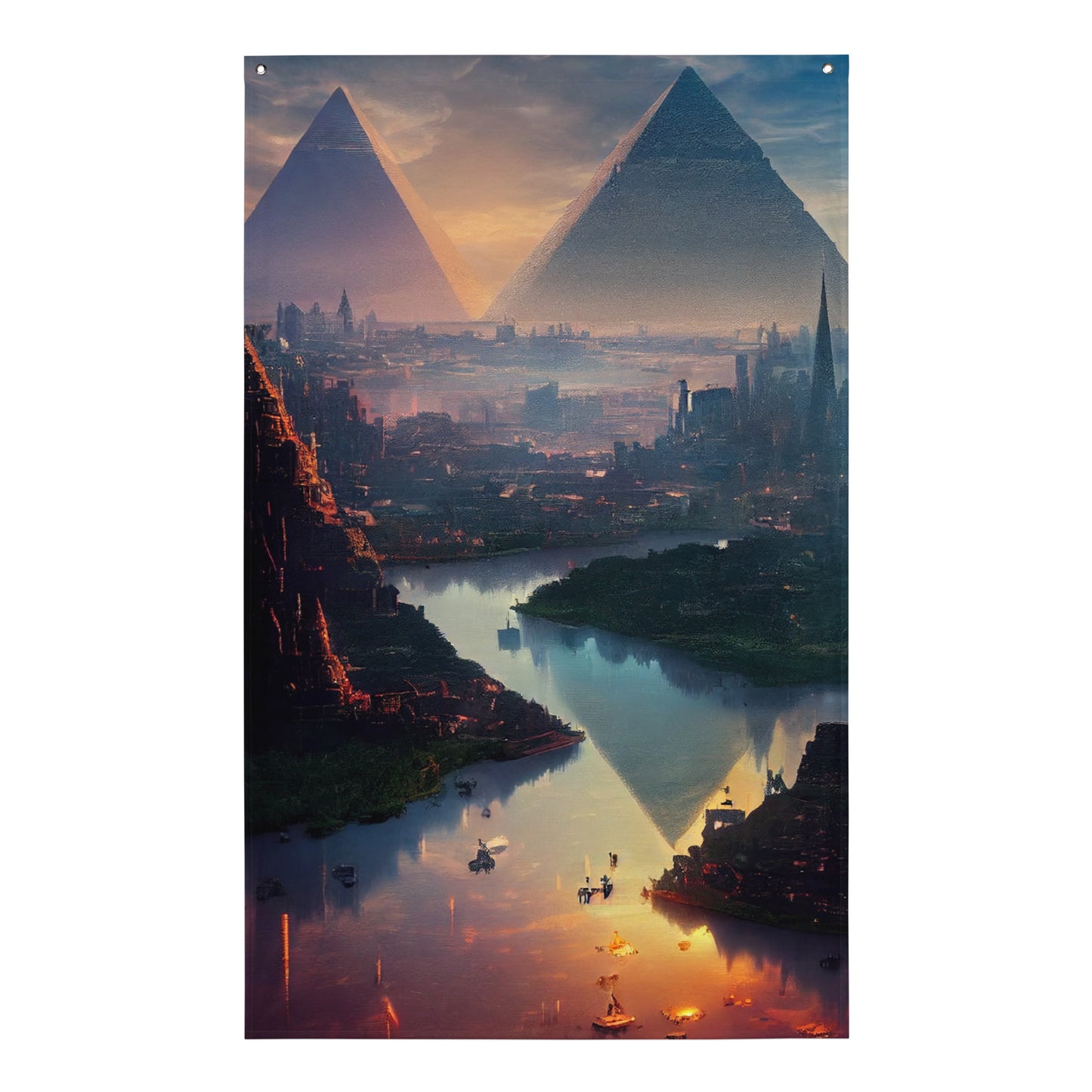 "Duo Pyramids" Vertical Flag
