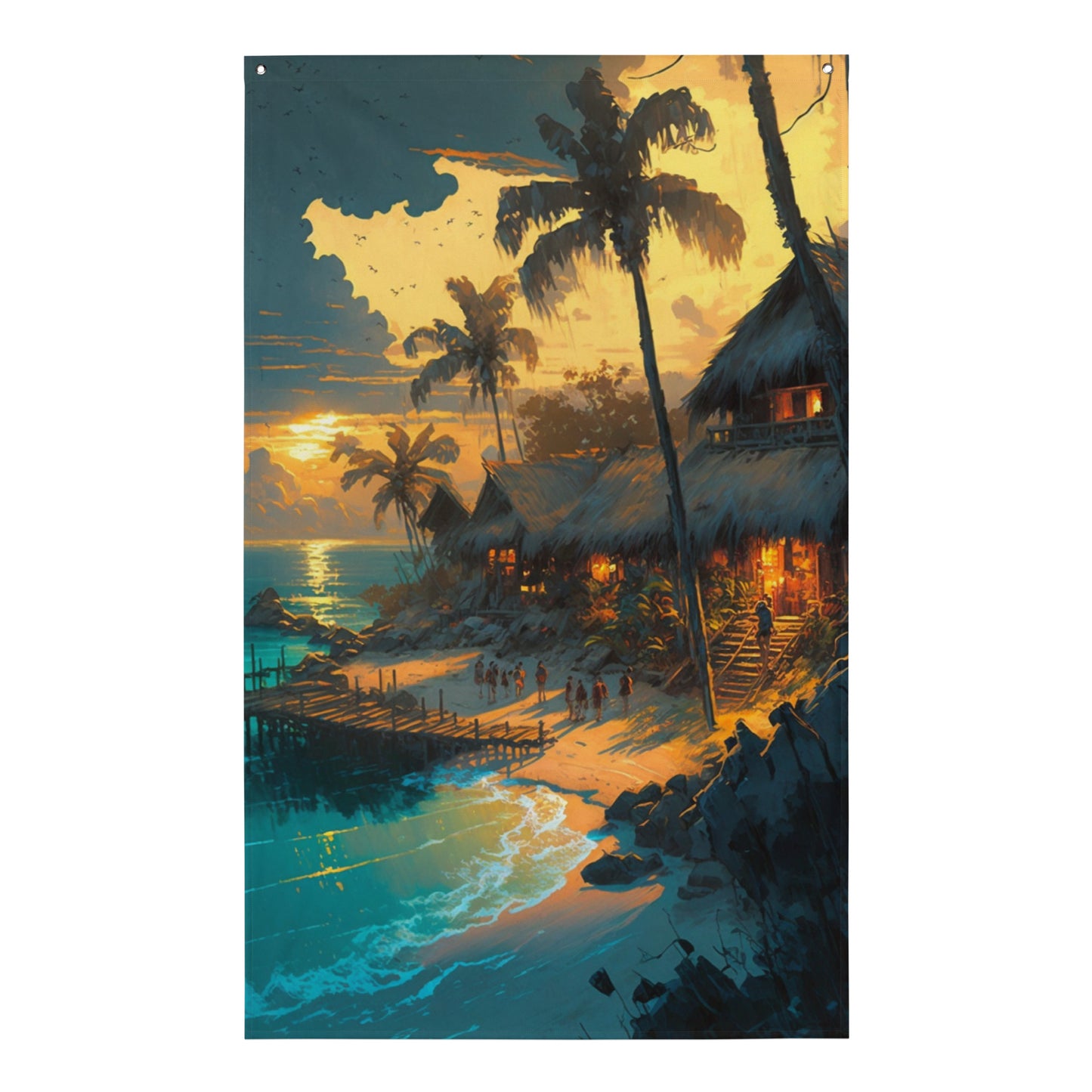 "Evening Beach Delight" Vertical Flag