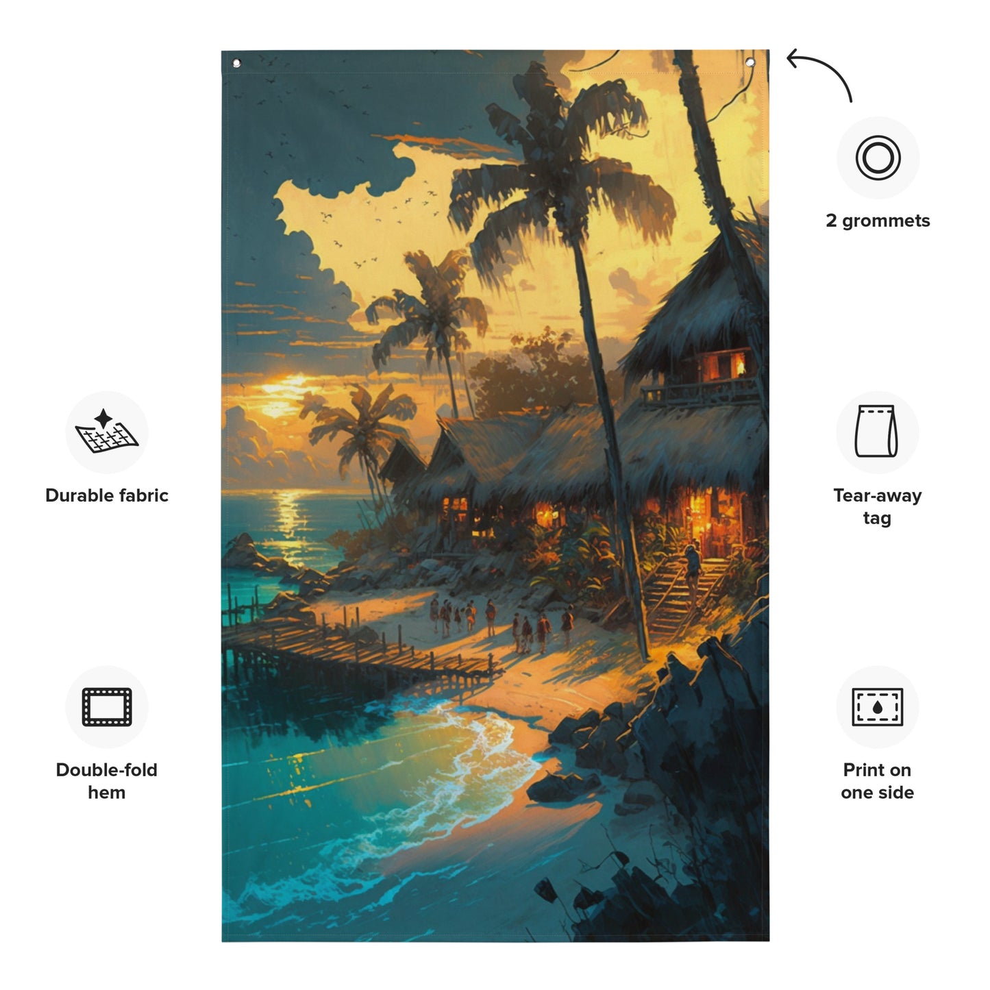 "Evening Beach Delight" Vertical Flag