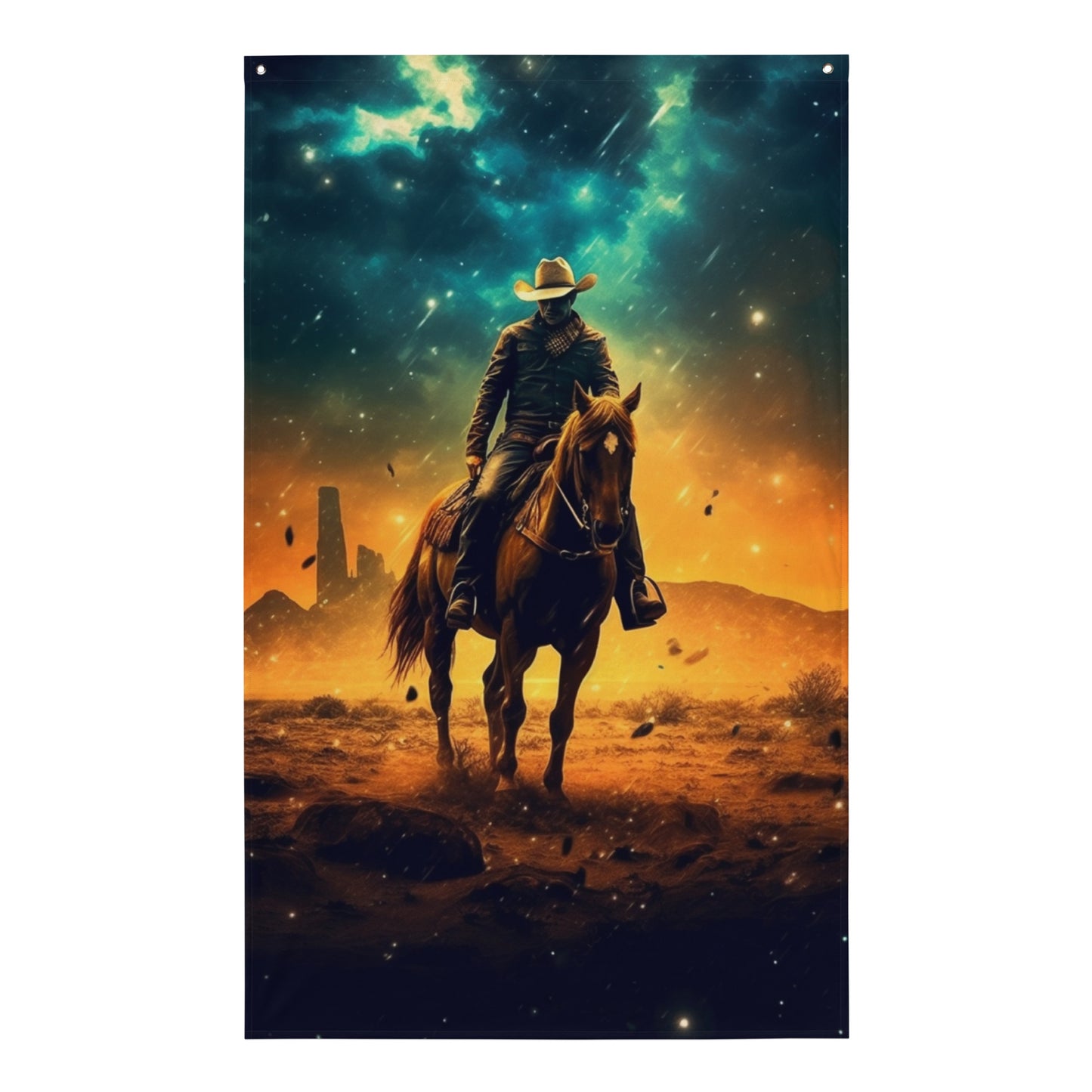 "Cowboy Riding Horse" Vertical Flag