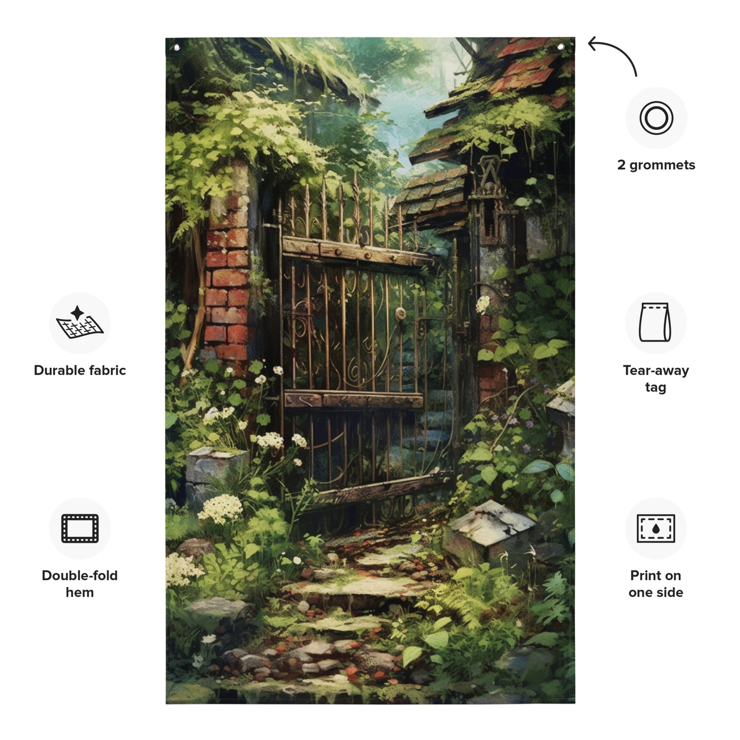 "Garden Entrance" Vertical Flag
