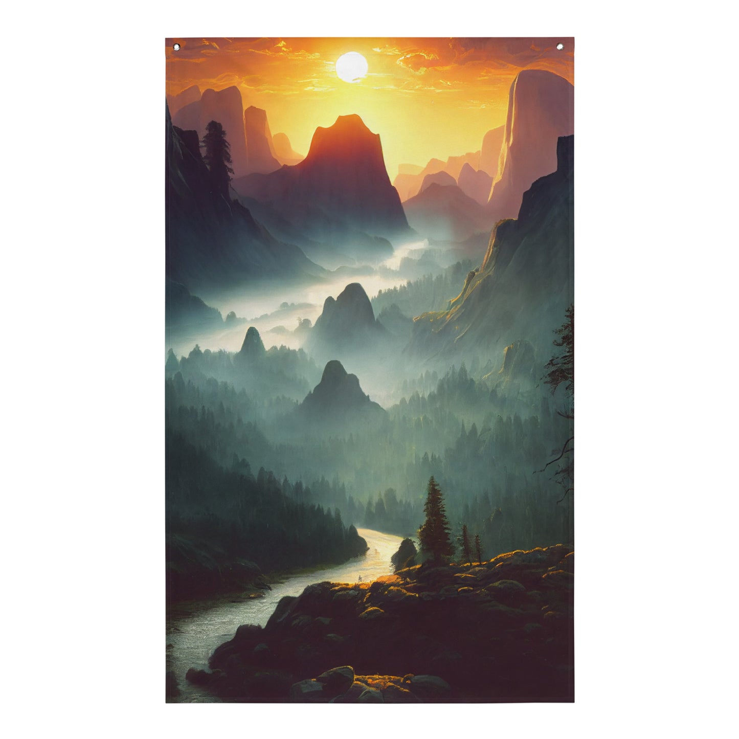 "Cloudy Sunset over Horizon" Vertical Flag