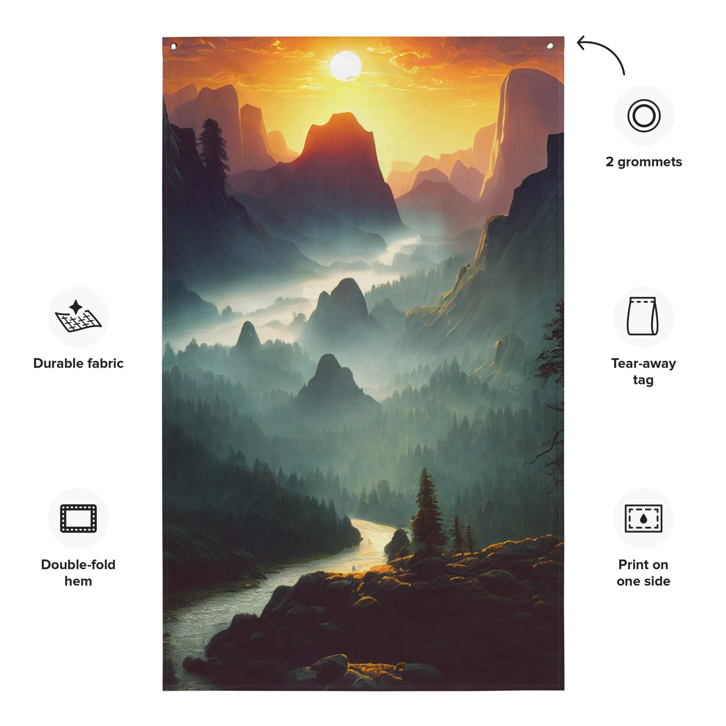 "Cloudy Sunset over Horizon" Vertical Flag
