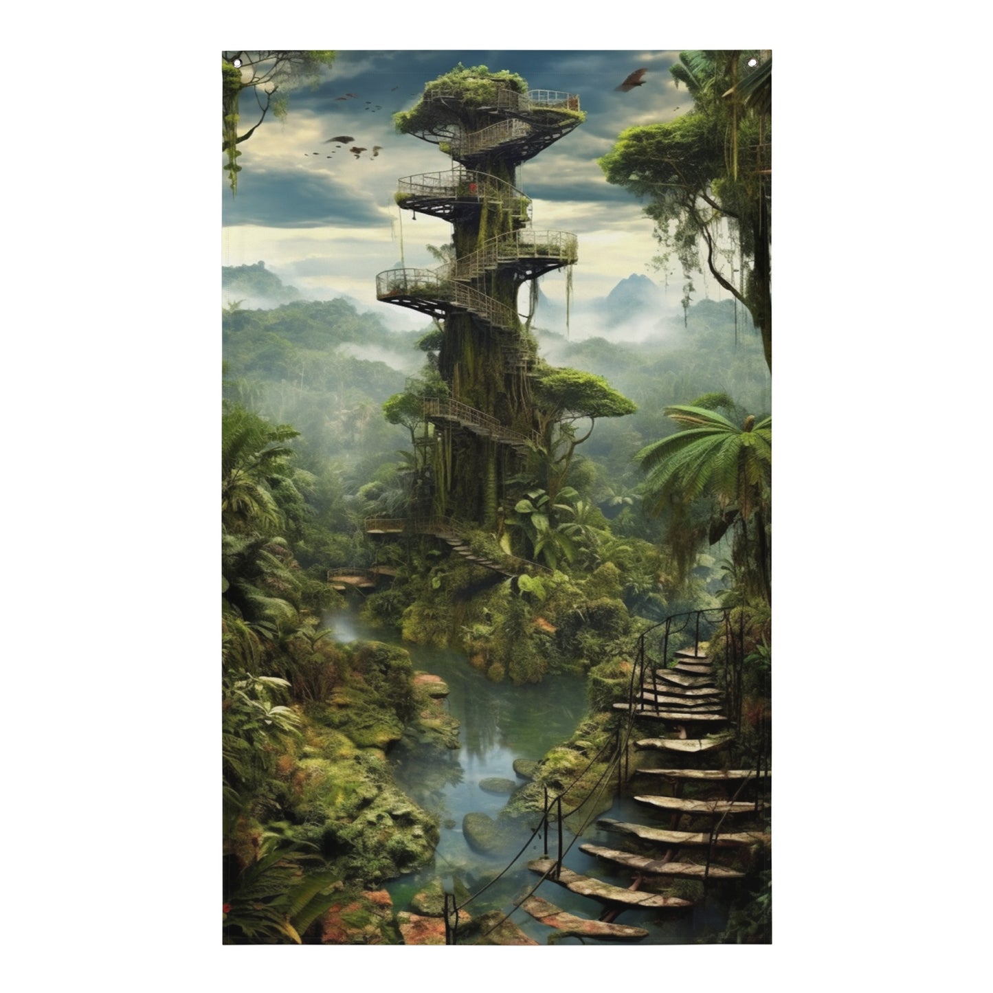 "Amazon Tree House" Vertical Flag