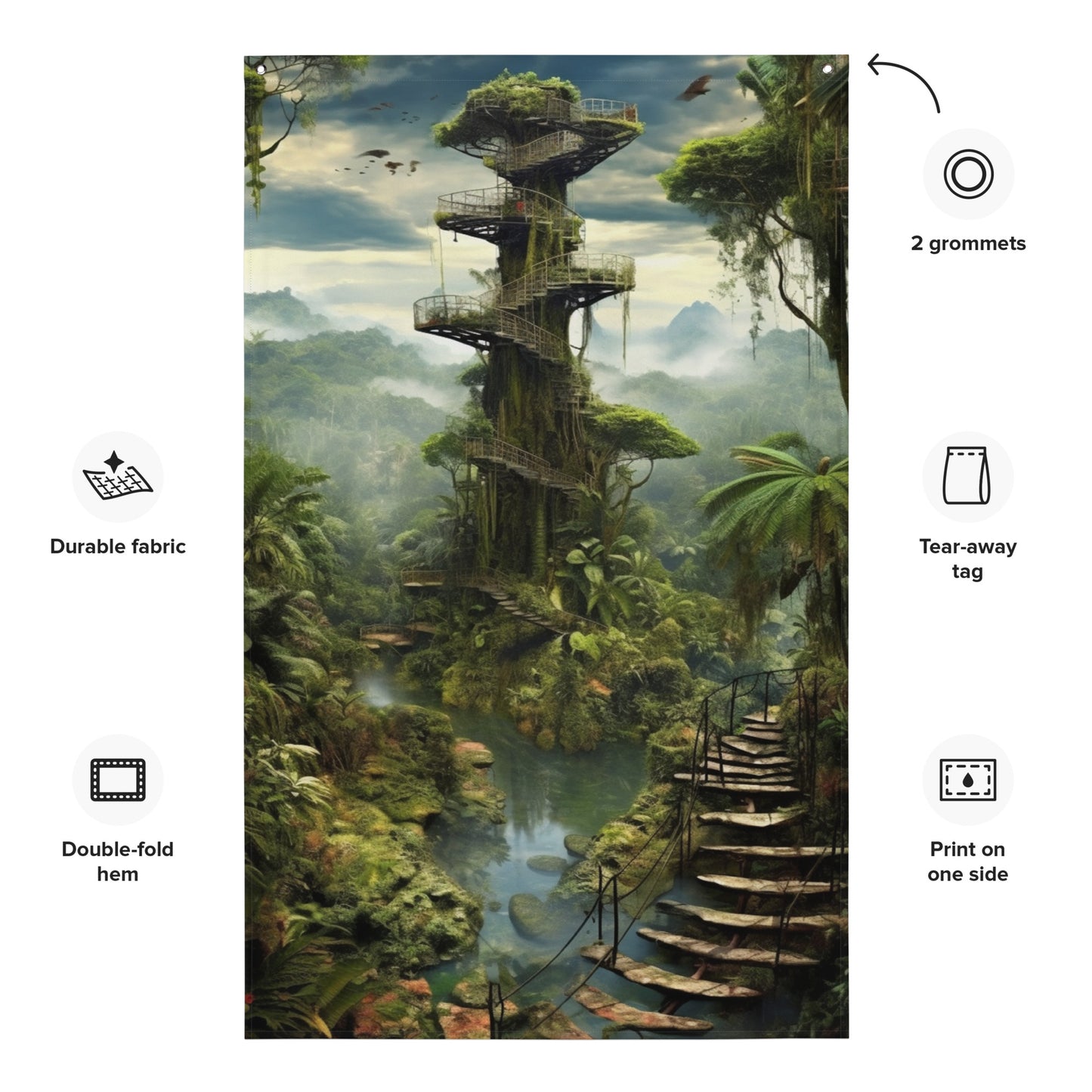 "Amazon Tree House" Vertical Flag