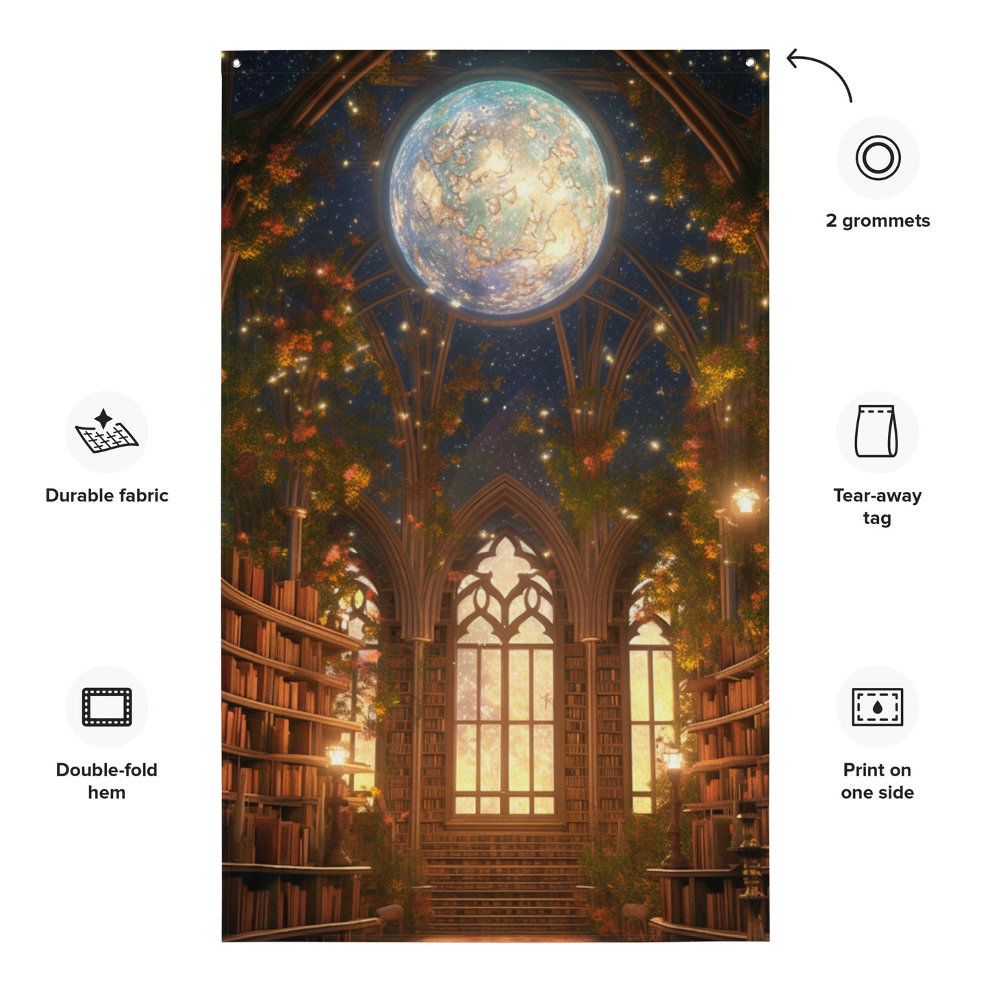 "Ancient Library" Vertical Flag