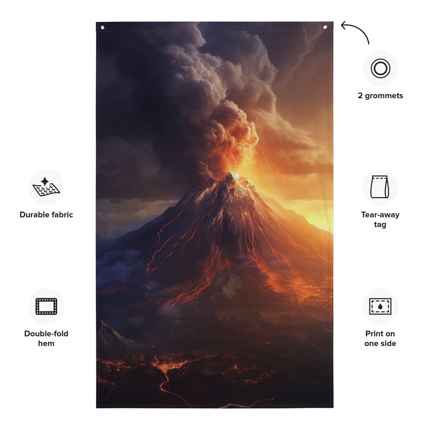 "Volcano" Vertical Flag