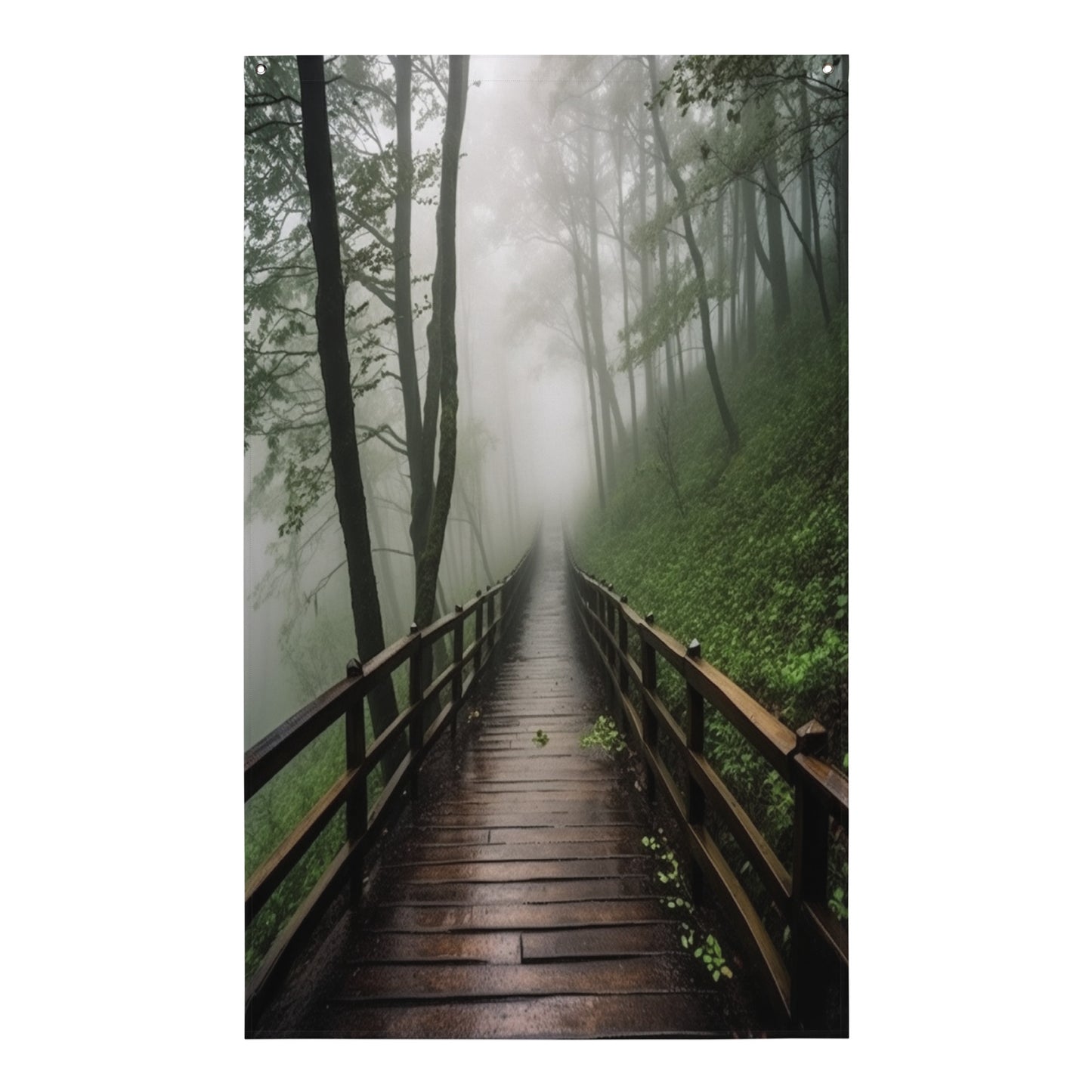 "Foggy Walkway" Vertical Flag