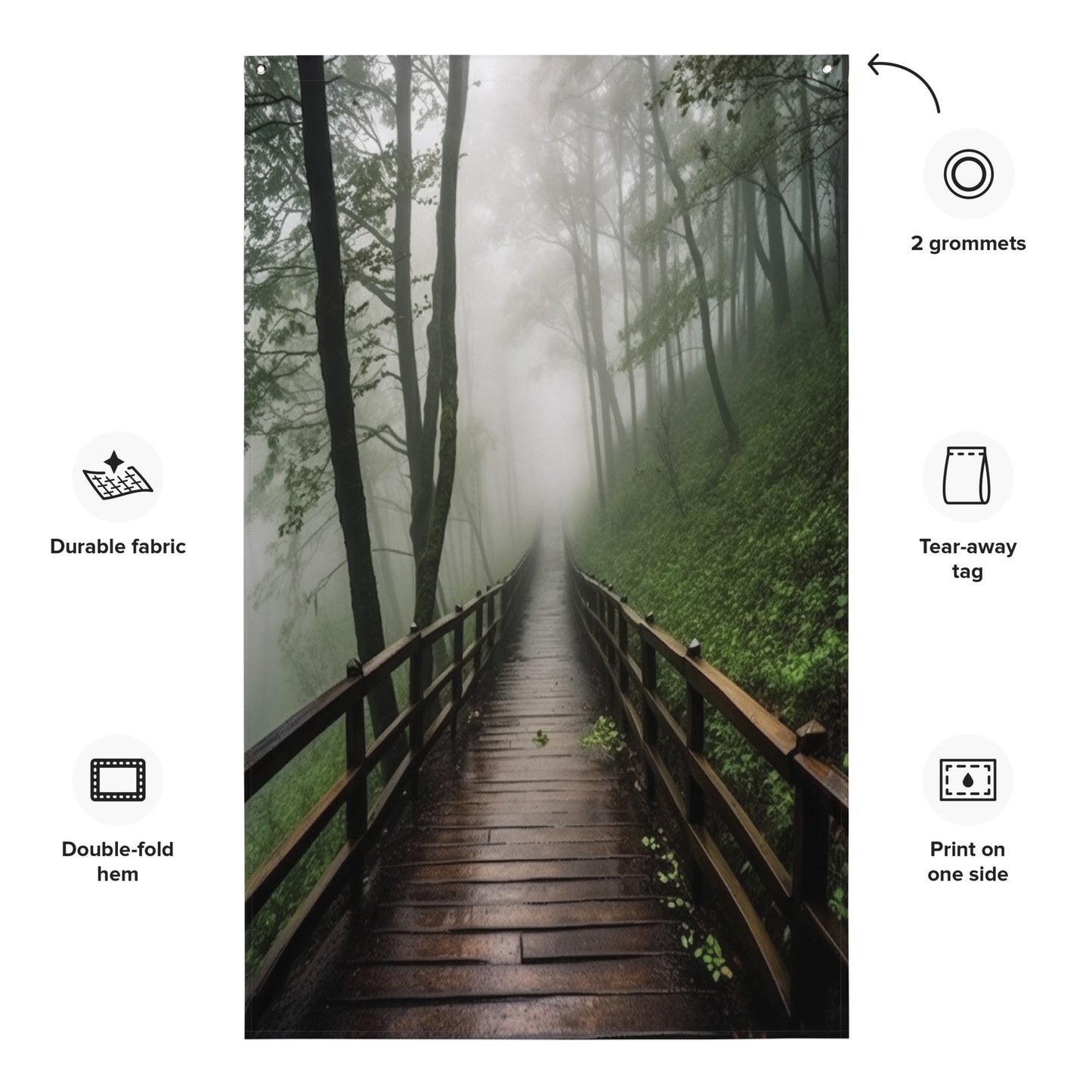 "Foggy Walkway" Vertical Flag