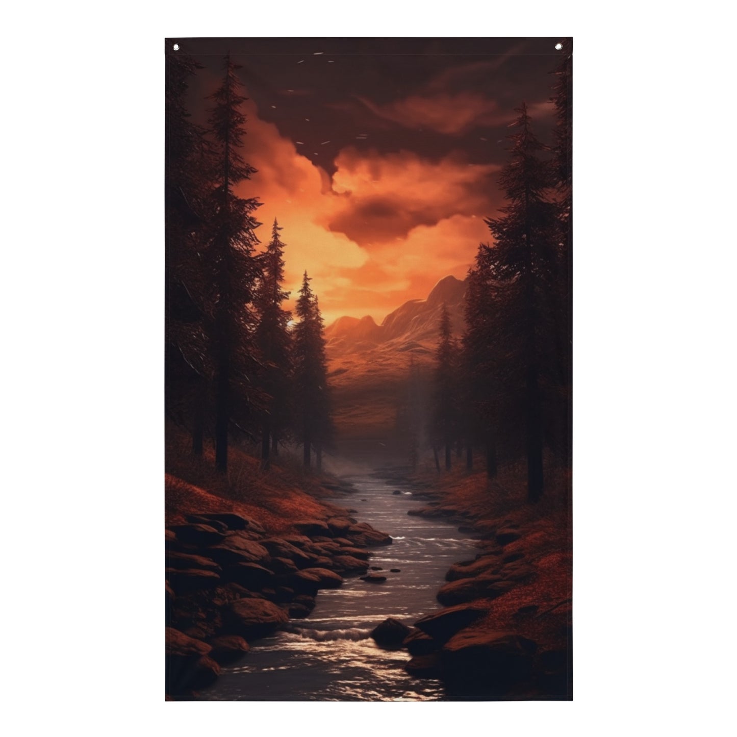 "Storm Hue Landscape" Vertical Flag