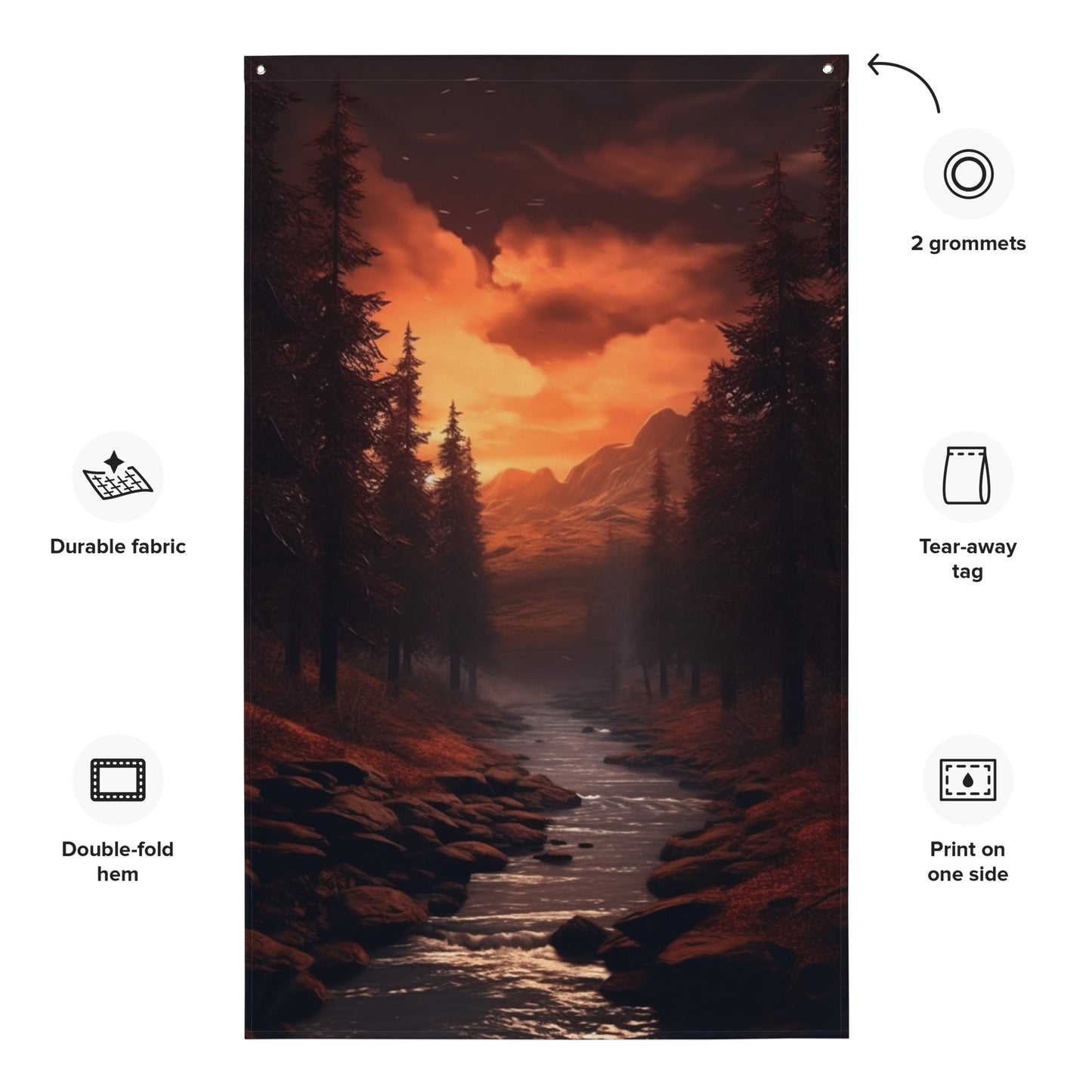 "Storm Hue Landscape" Vertical Flag