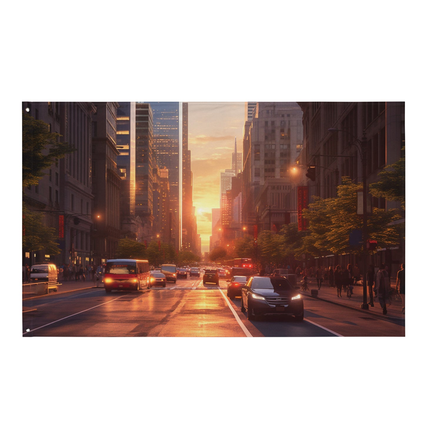 "Sunset in City" Horizontal Flag