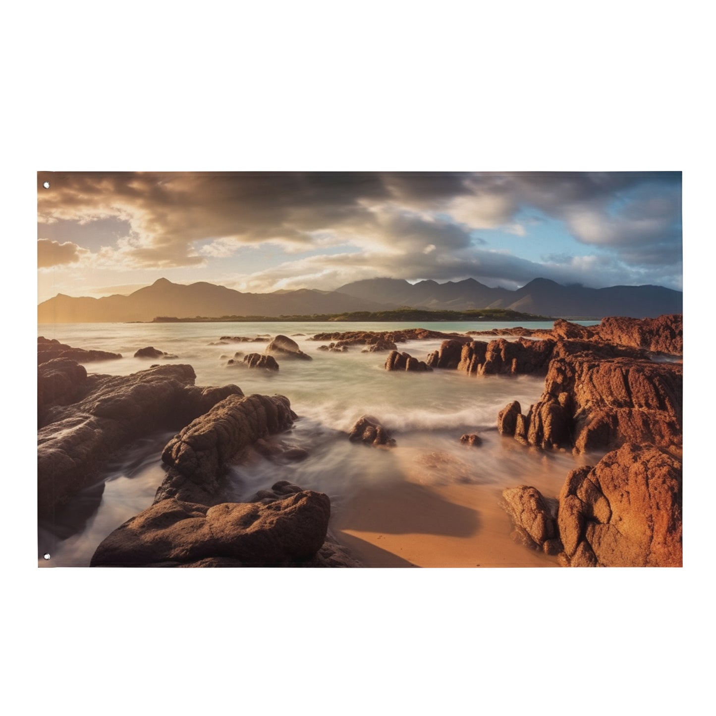 "Remote Rocky Beach" Horizontal Flag