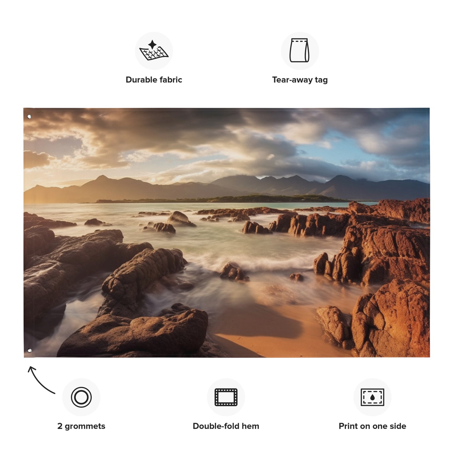 "Remote Rocky Beach" Horizontal Flag