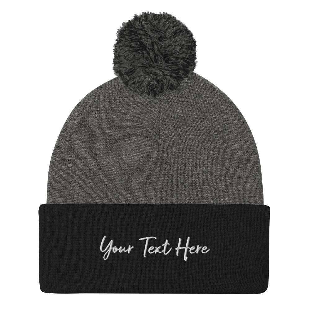 Customizable Pom-Pom Beanie - Embroidery