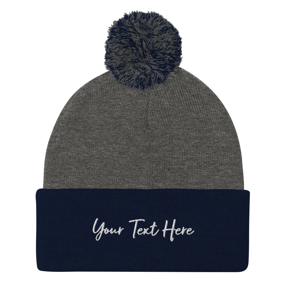 Customizable Pom-Pom Beanie - Embroidery