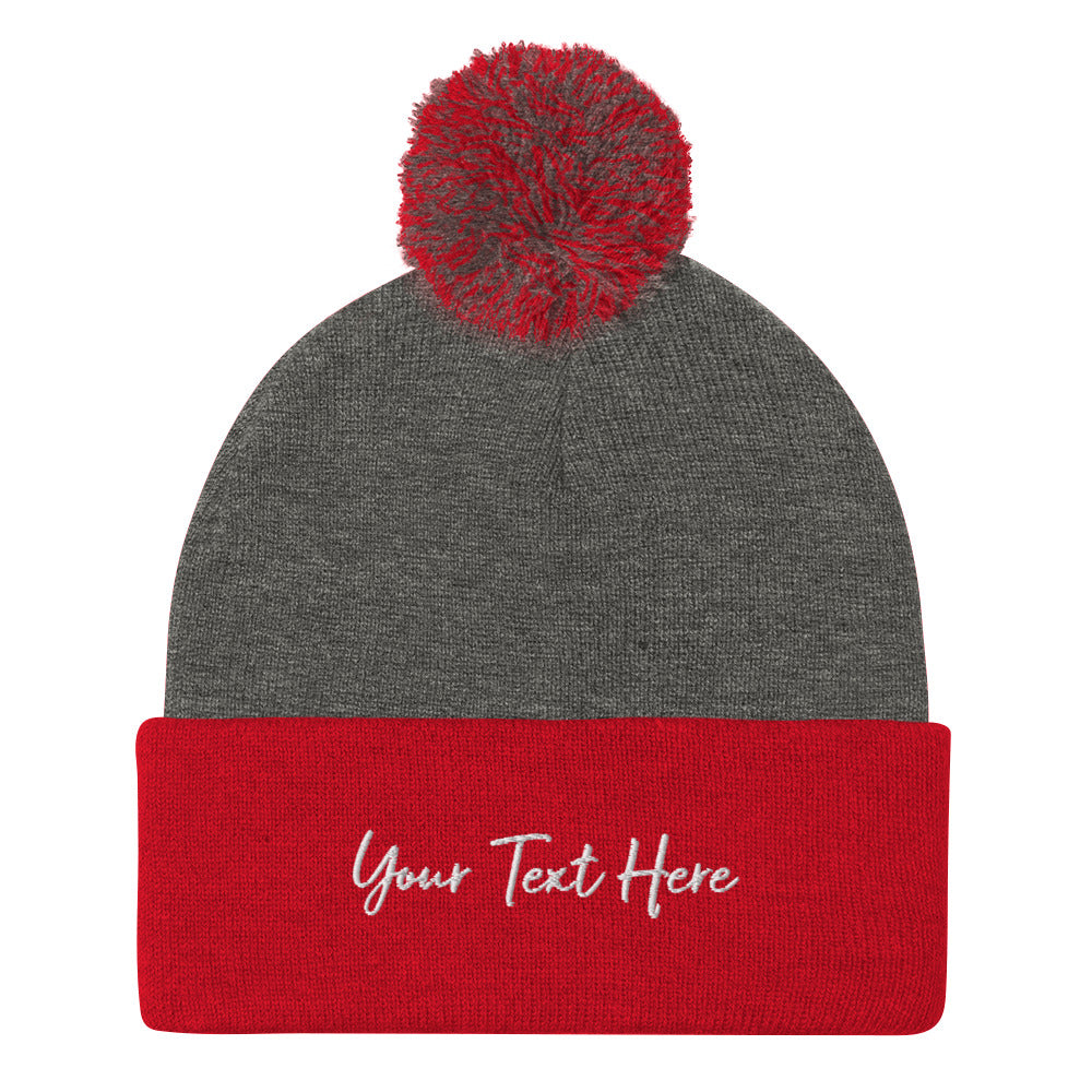 Customizable Pom-Pom Beanie - Embroidery