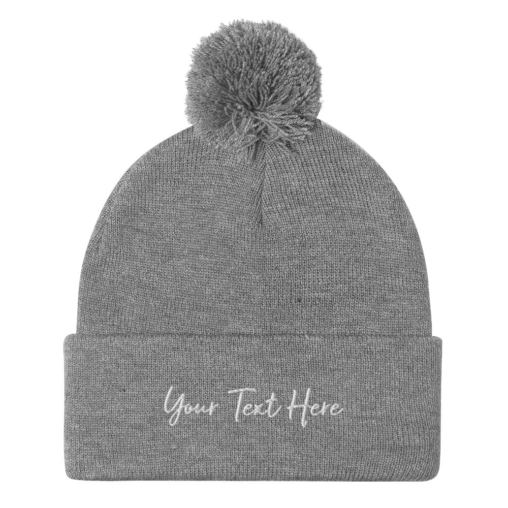 Customizable Pom-Pom Beanie - Embroidery