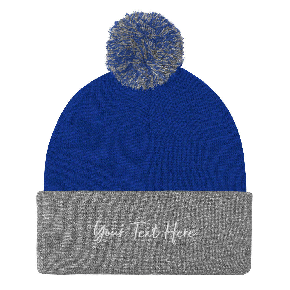 Customizable Pom-Pom Beanie - Embroidery